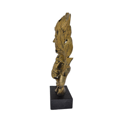 38.6cm Gold Polyresin Couple and Leaf Figurine Black Base