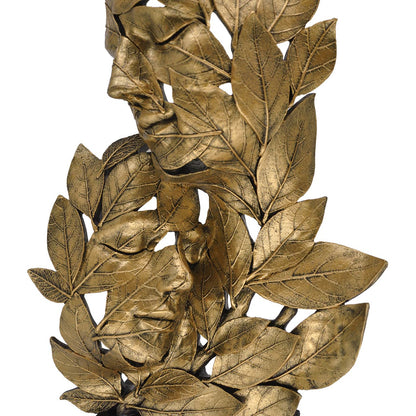 38.6cm Gold Polyresin Couple and Leaf Figurine Black Base