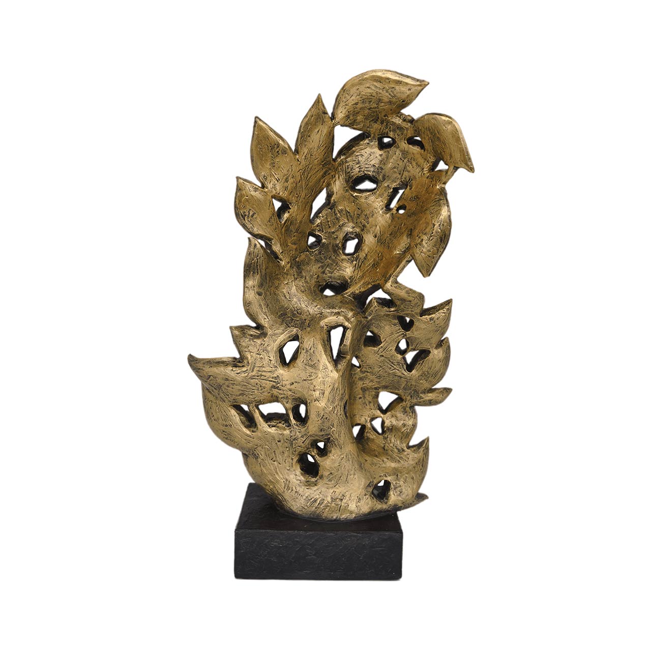 38.6cm Gold Polyresin Couple and Leaf Figurine Black Base