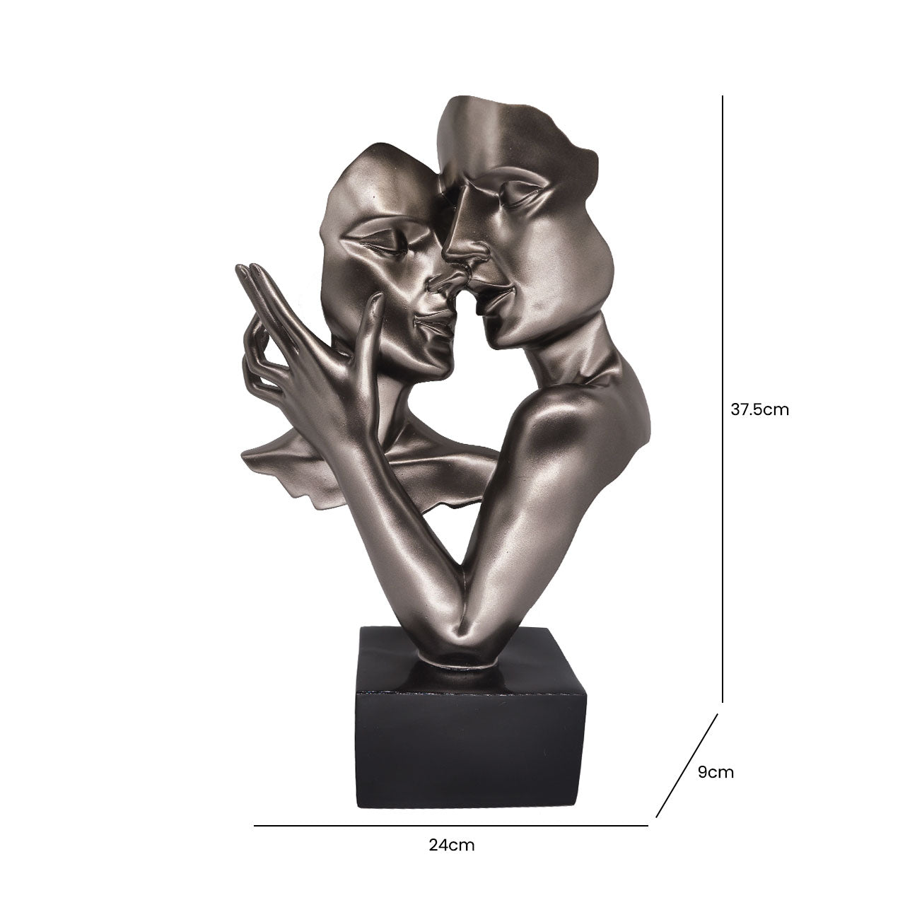 37.5cm Bronze Polyresin Couple Figurine Black Base