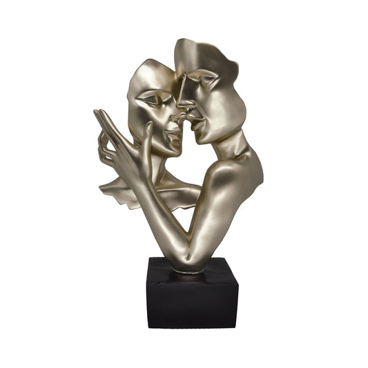 37.5cm Gold Polyresin Couple Figurine Black Base