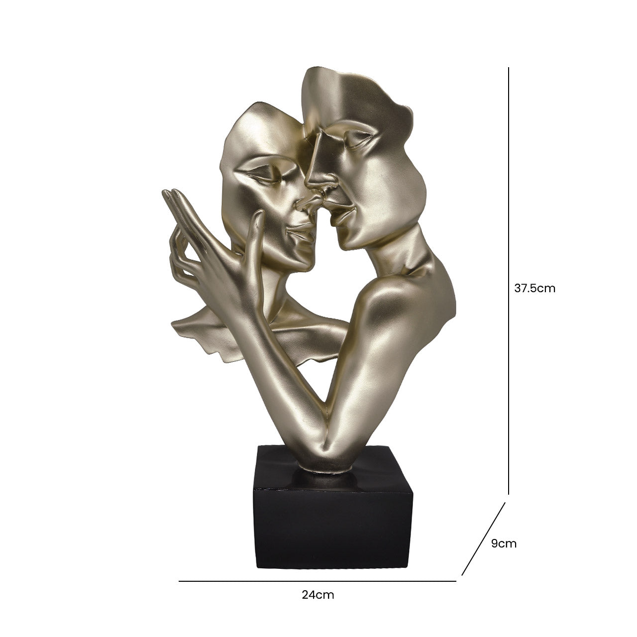 37.5cm Gold Polyresin Couple Figurine Black Base