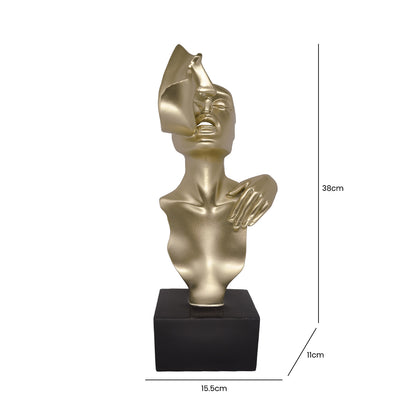 38cm Gold Polyresin Couple Figurine Black Base