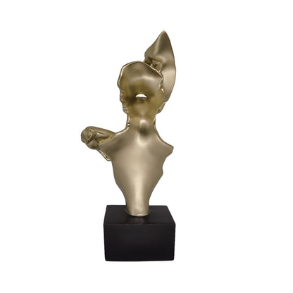 38cm Gold Polyresin Couple Figurine Black Base