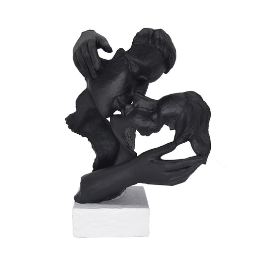 38cm Black Polyresin Kissing Couple Figurine White Base