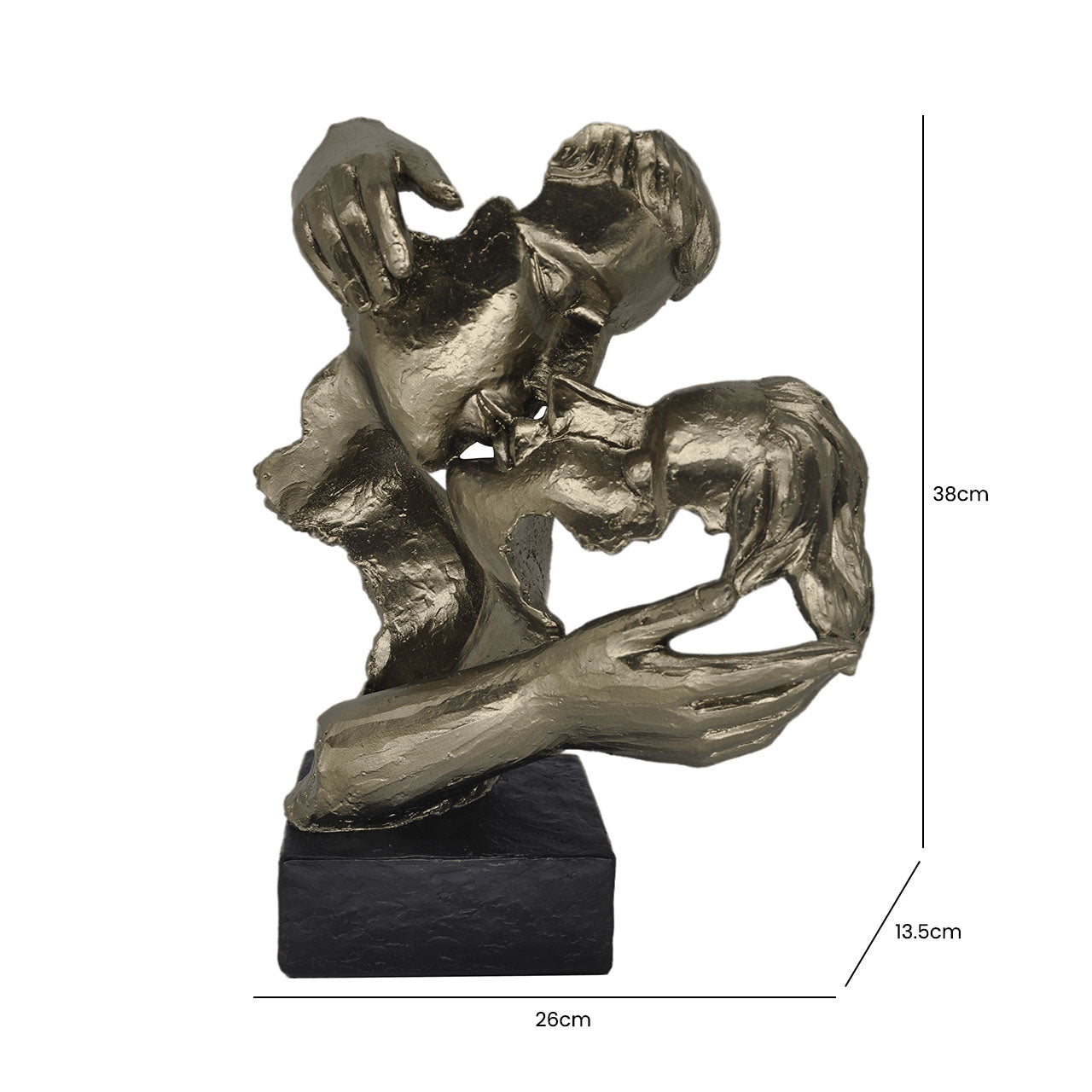 38cm Bronze Polyresin Kissing Couple Figurine Black Base