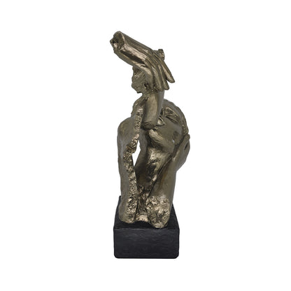 38cm Bronze Polyresin Kissing Couple Figurine Black Base