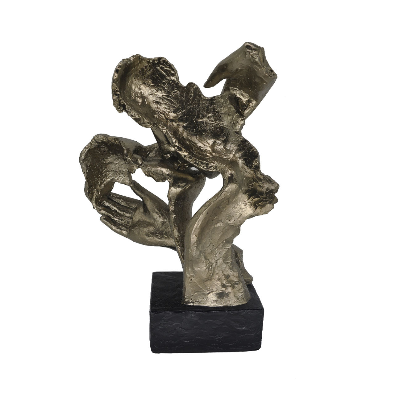 38cm Bronze Polyresin Kissing Couple Figurine Black Base