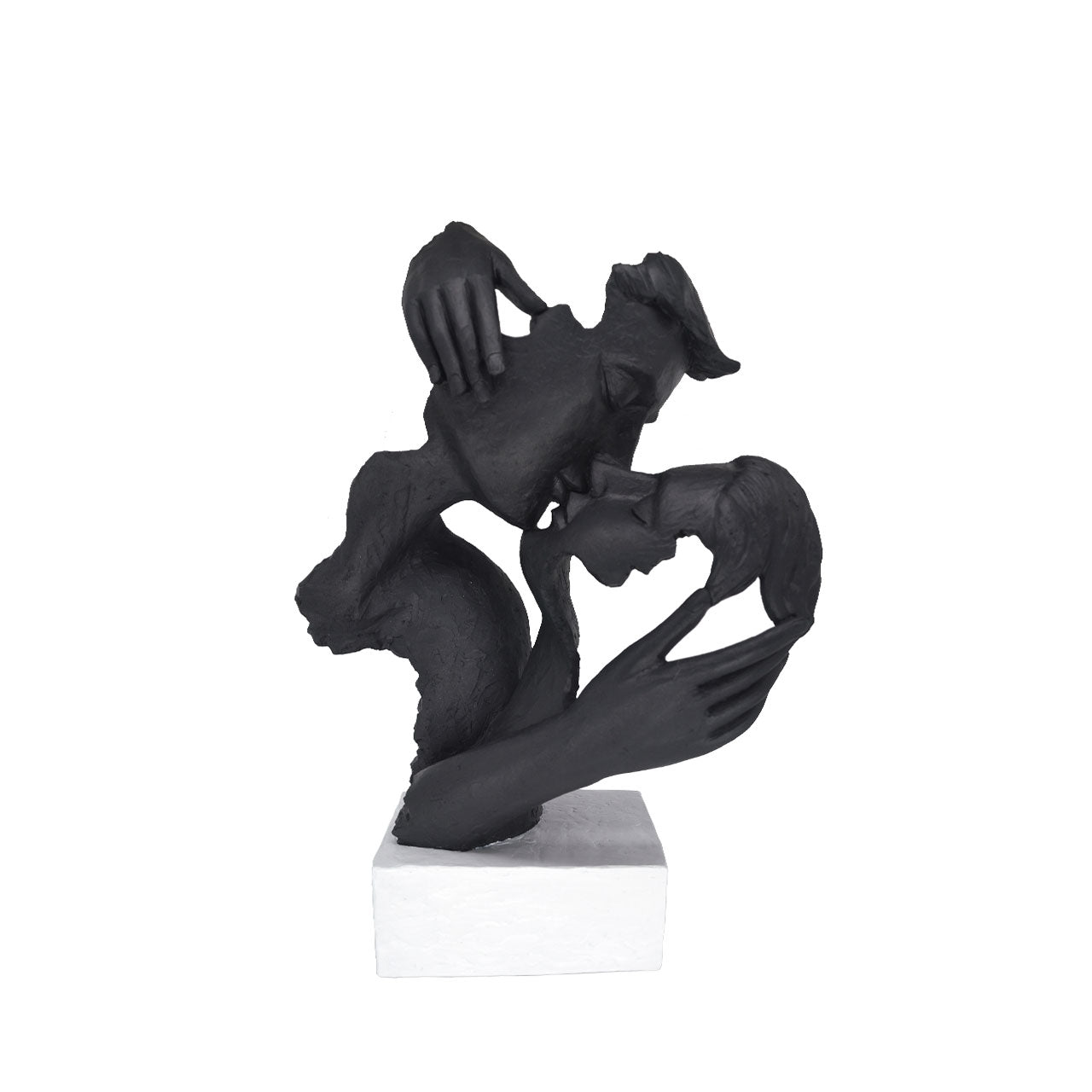 27.8cm Black Polyresin Kissing Couple Figurine White Base