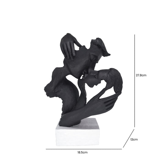 27.8cm Black Polyresin Kissing Couple Figurine White Base