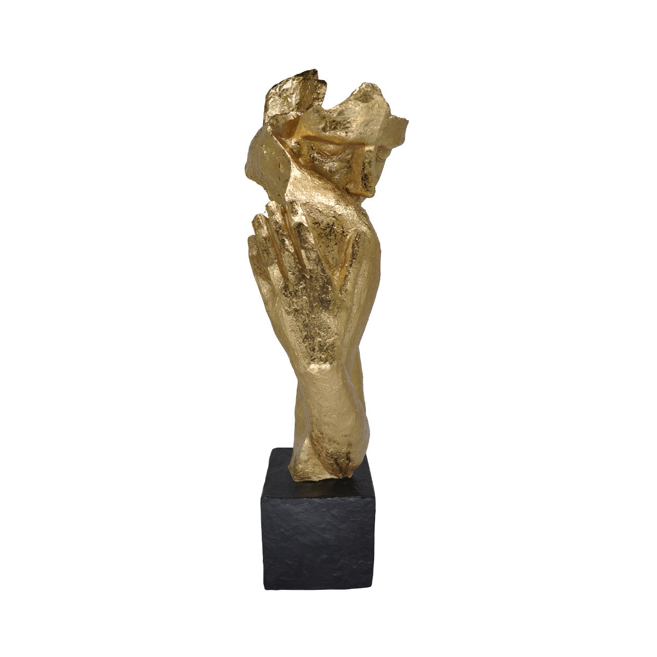 31.5cm Gold Polyresin Hugging Couple Figurine Black Base