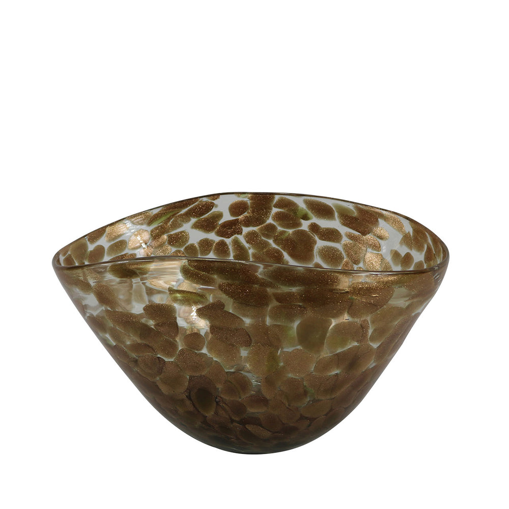 18.5cm Clear and Gold Decorative Handmade Glass Dish