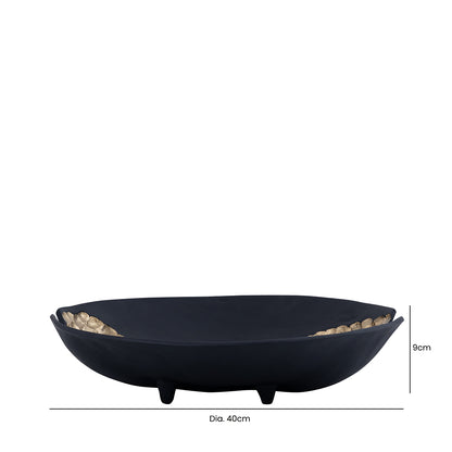 40cm Black with Gold Metal Dish