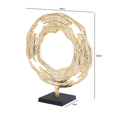 39cm Gold Round Metal Sculpture