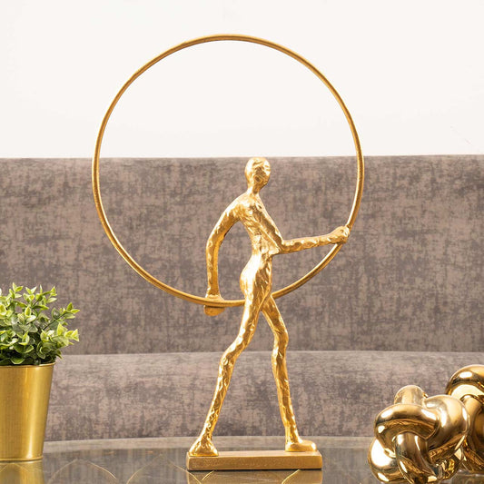 54cm Man with Ring Gold Metal Sculpture