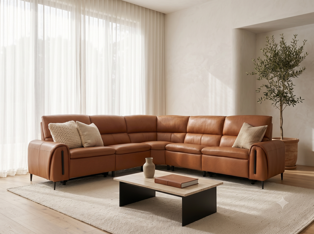 Arizona Electric Recliner Sofa Tan Large Corner - Xshowhome