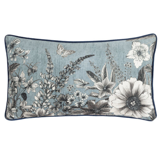 HARLINGTON GARDENIA 30X50 FEATHER FILLED CUSHION PETROL