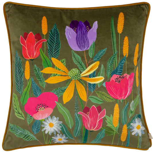HOUSE OF BLOOM CELANDINE 43X43 FEATHER FILLED CUSHION OLIVE