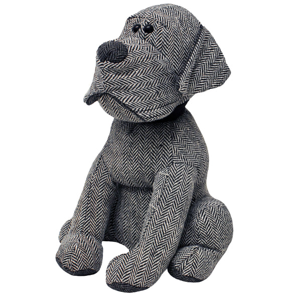 Herringbone Dog Door Stop Grey