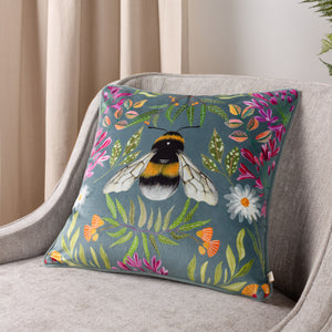 House of Bloom Zinnia Bee 43x43 Feather Filled Cushion Multi - lifestyle