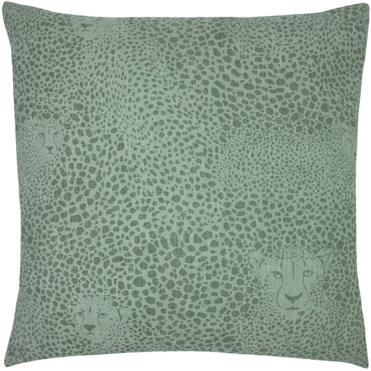 HIDDEN CHEETAH 50X50 FEATHER FILLED CUSHION SAGE