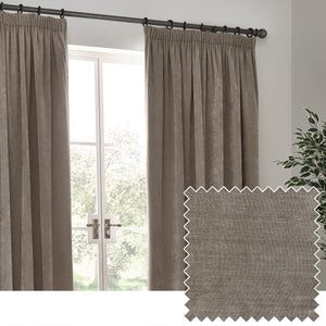 Heavy Chenille 117x137 Pencil Pleat Curtain Greige - view 2