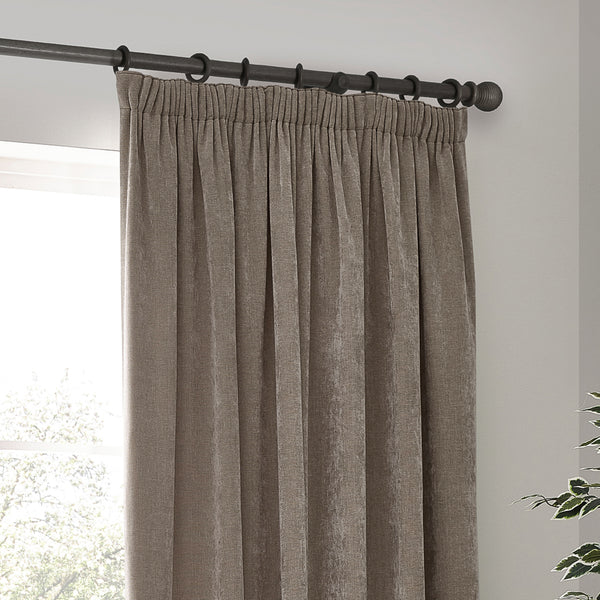 Heavy Chenille 117x183 Pencil Pleat Curtain Greige - view 4