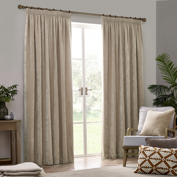 Heavy Chenille 168x137 Pencil Pleat Curtain Natural - view 3