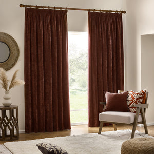 Heavy Chenille 168x137 Pencil Pleat Curtain Nutmeg - view 3