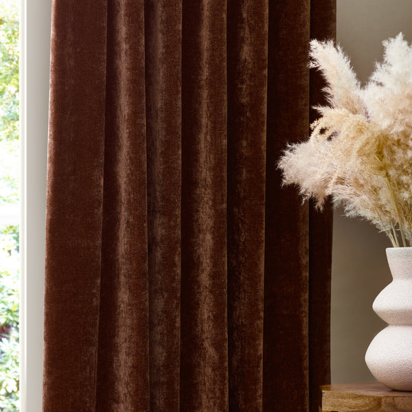 Heavy Chenille 168x137 Pencil Pleat Curtain Nutmeg - view 4
