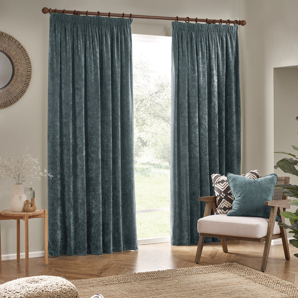 Heavy Chenille 168x183 Pencil Pleat Curtain Marine - view 3