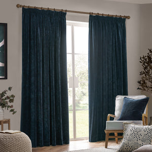 Heavy Chenille 168x229 Pencil Pleat Curtain Navy - view 3