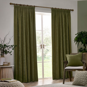 Heavy Chenille 168x229 Pencil Pleat Curtain Olive - view 3