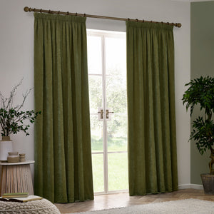 Heavy Chenille 168x229 Pencil Pleat Curtain Olive - view 6