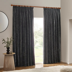 Heavy Chenille 229x137 Pencil Pleat Curtain Charcoal - view 6