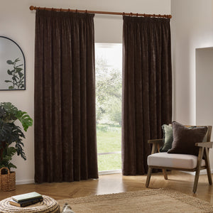 Heavy Chenille 229x183 Pencil Pleat Curtain Brown - view 3