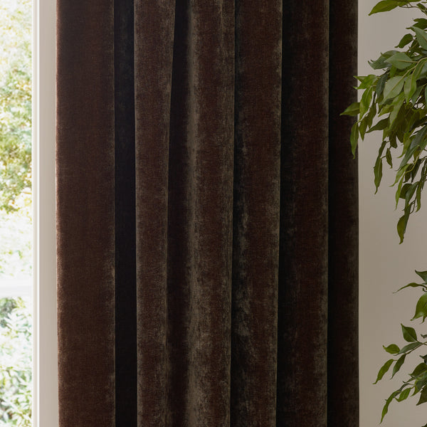 Heavy Chenille 229x183 Pencil Pleat Curtain Brown - view 4