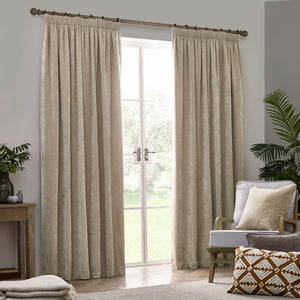 Heavy Chenille 229x183 Pencil Pleat Curtain Natural - view 3