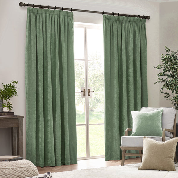 Heavy Chenille 229x229 Pencil Pleat Curtain Eucalyptus - view 3