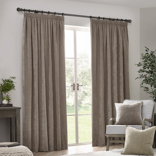 Heavy Chenille 229x229 Pencil Pleat Curtain Greige - view 3