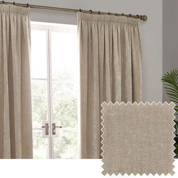 Heavy Chenille 229x229 Pencil Pleat Curtain Natural - view 2