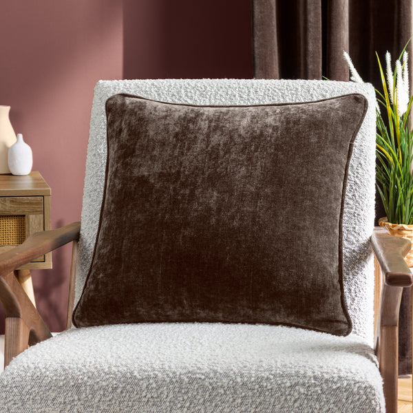 Heavy Chenille 50x50 Feather Filled Cushion Brown - lifestyle