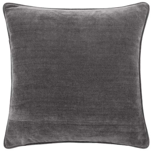 HEAVY CHENILLE 50X50 FEATHER FILLED CUSHION CHARCOAL