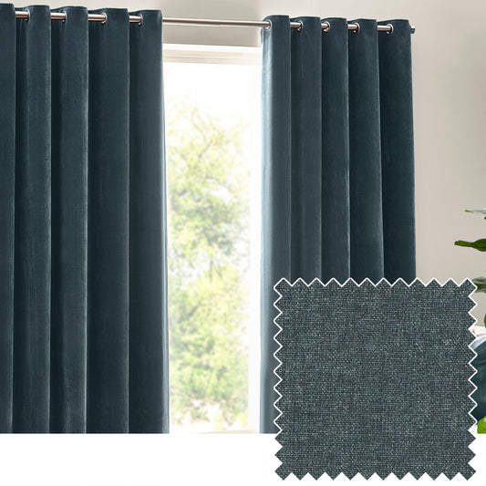 HEAVY CHENILLE 168X137 EYELET CURTAIN MARINE