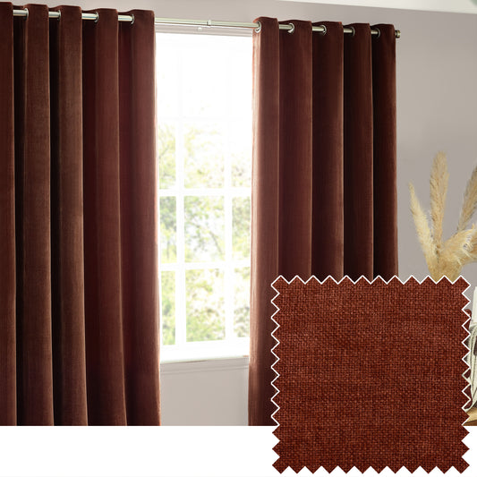 HEAVY CHENILLE 168X229 EYELET CURTAIN NUTMEG