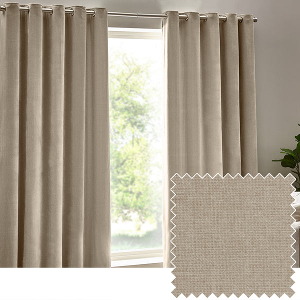 Heavy Chenille 168x183 Eyelet Curtain Natural - view 2