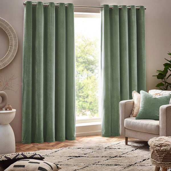 Heavy Chenille 229x183 Eyelet Curtain Eucalyptus - view 3