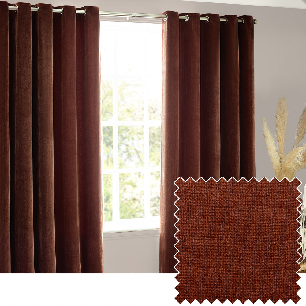 Heavy Chenille 229x183 Eyelet Curtain Nutmeg