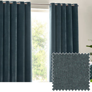Heavy Chenille 117x137 Eyelet Curtain Marine
