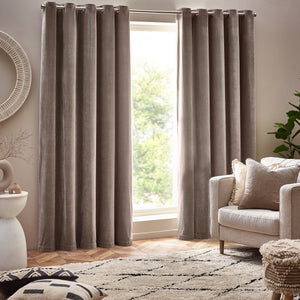 Heavy Chenille 117x183 Eyelet Curtain Greige